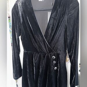 The Kooples Black Velvet Long Sleeve Dress